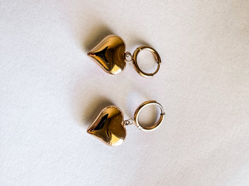 Valentine Romantic Rose Gold Heart Hoop Earrings