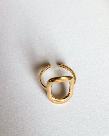 Oaklee Cutout Geometric Rectangular Gold Ring