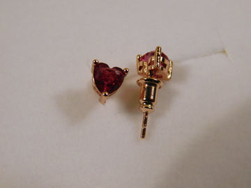Natalie Rose Gold Earrings with Red Heart Gemstone