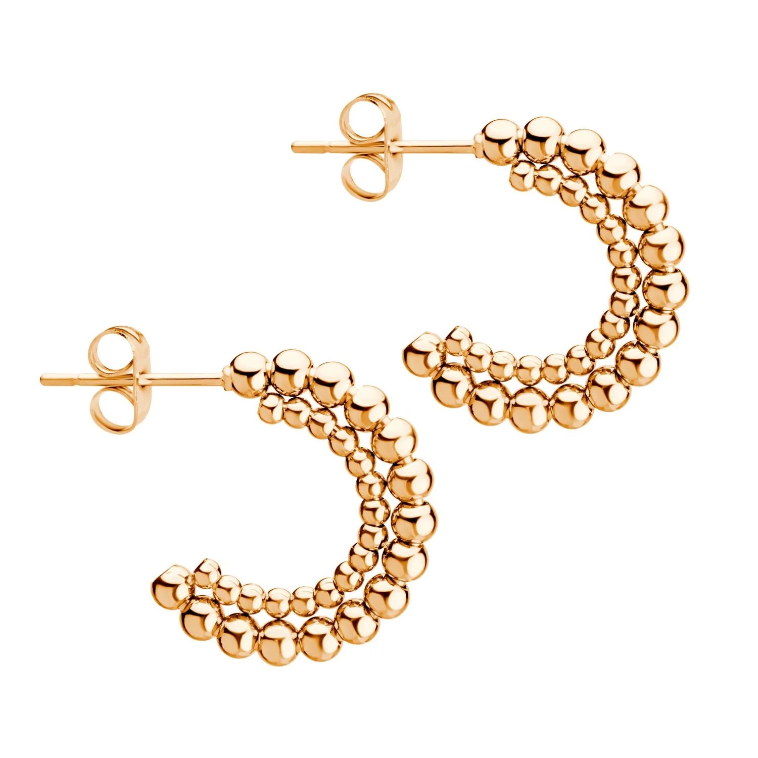 Elsie 3 MM Ball Earrings 2 lines Rose Gold Stud Earrings