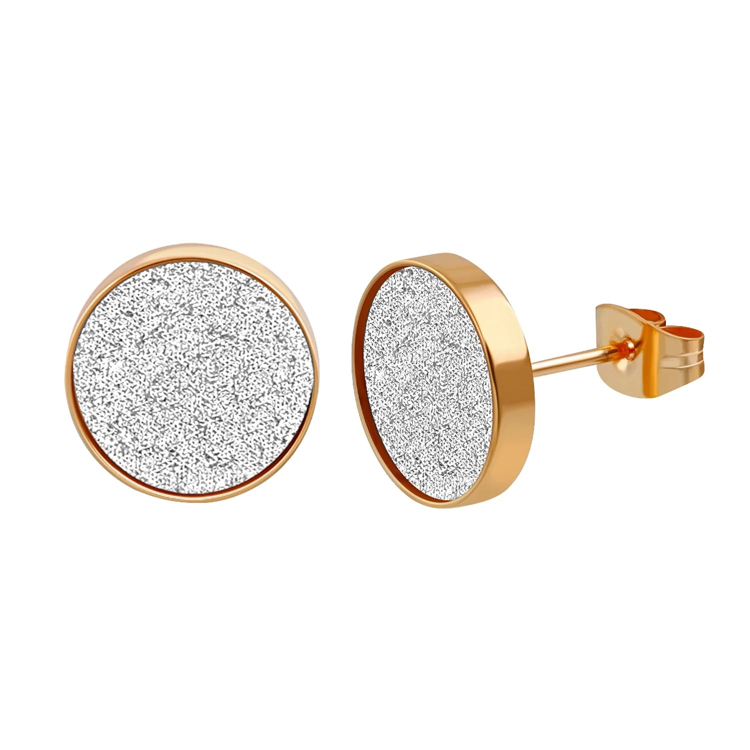 Roselyn 2-tone Round Circle Rose Gold Stud Earrings