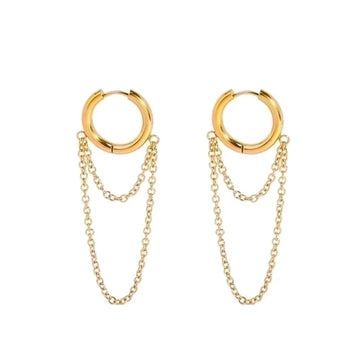Pepper Simple Drop Chain Hoop Earrings