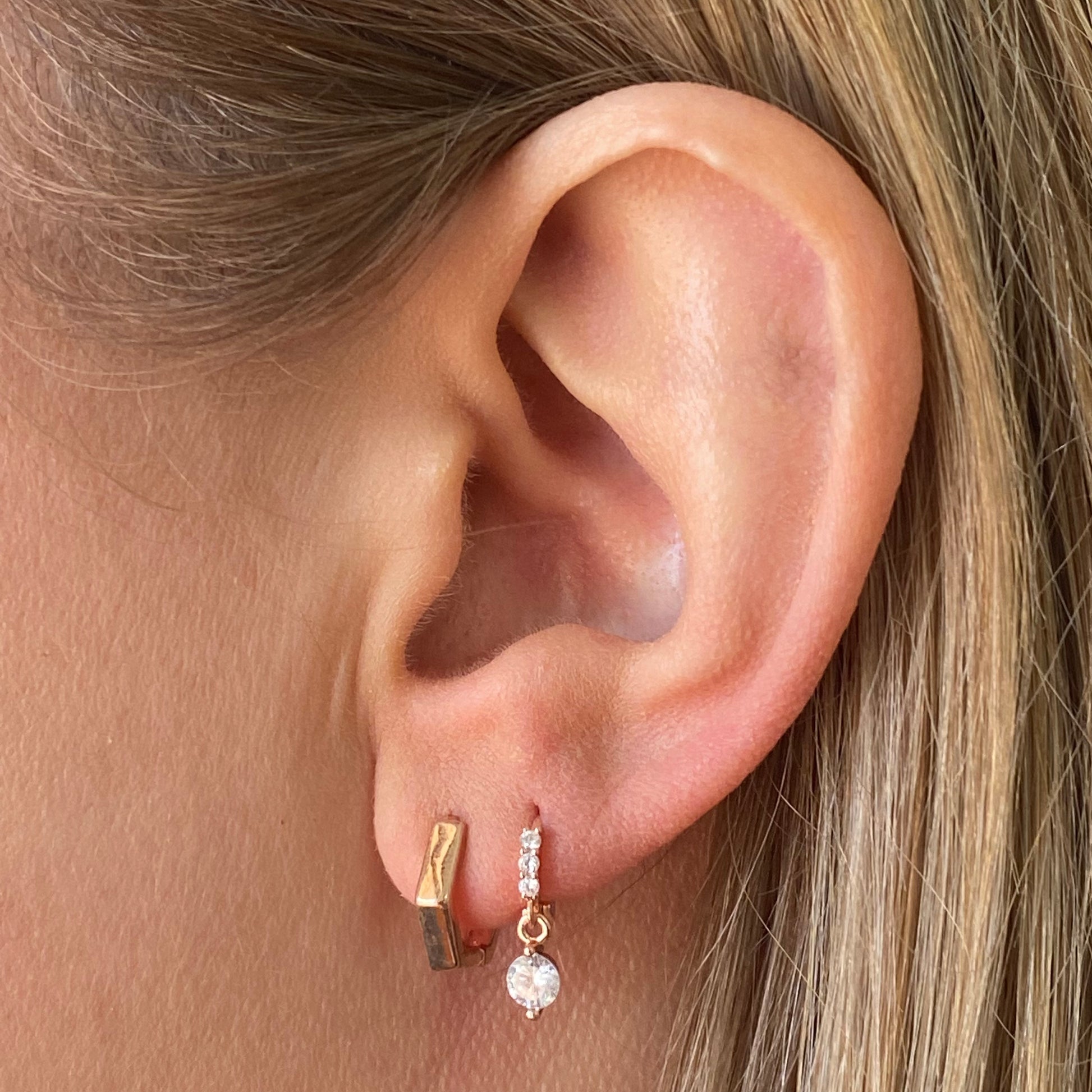 Geometric  Rose Gold Huggie Earrings - Blush & Co.