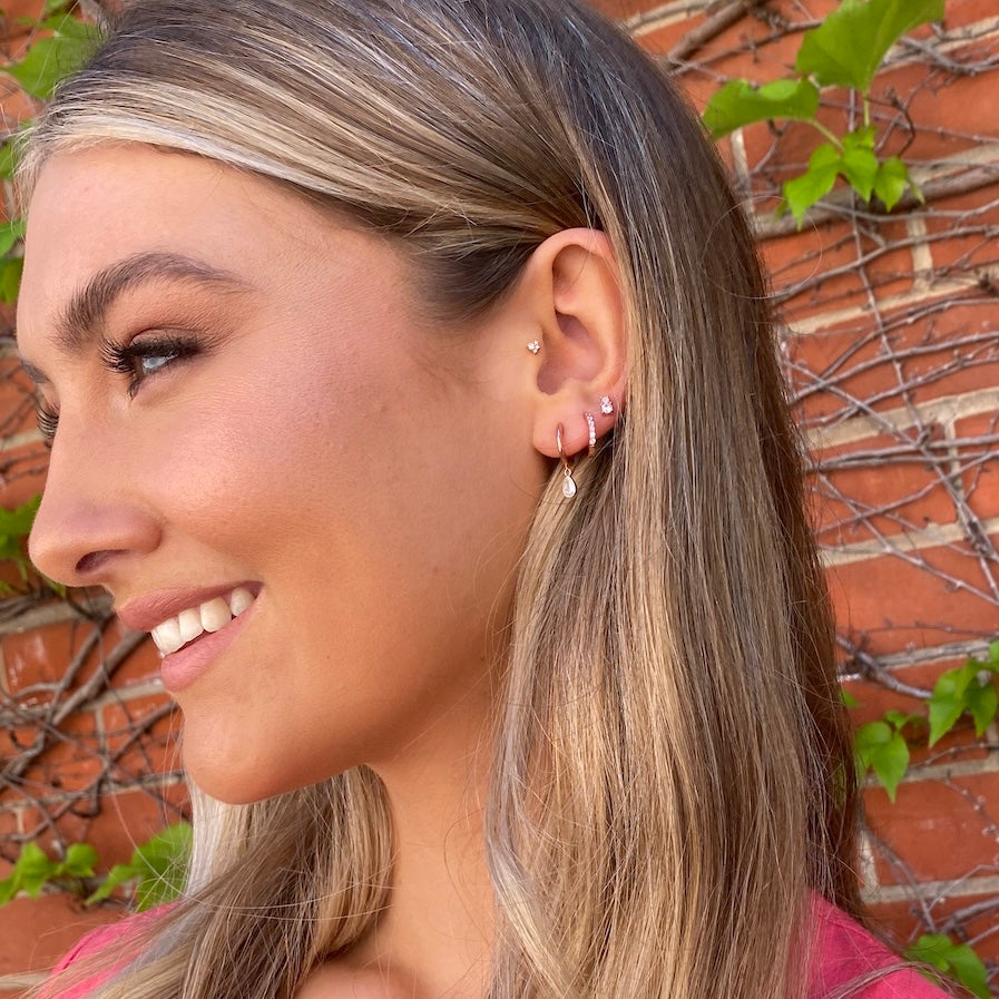 Mila Cubic Zirconia Huggie Earrings - Pink - Blush & Co.