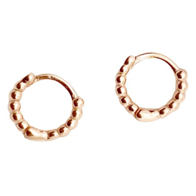 Beaded Rose Gold Huggie Earrings