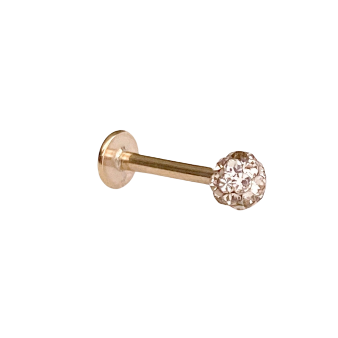Tiny Crystal Ball Flat Back Earring Rose Gold