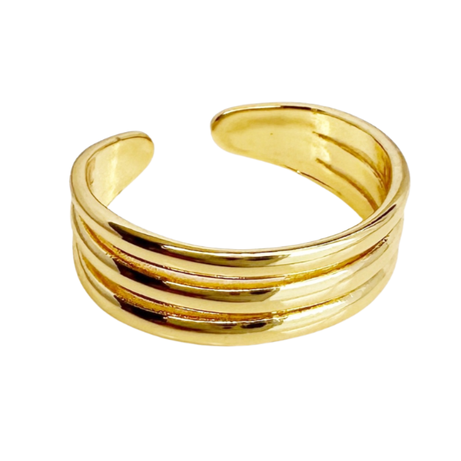 Three Band Gold Toe Ring