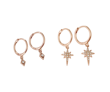 The Cleo + Charlotte Huggie Earrings Set