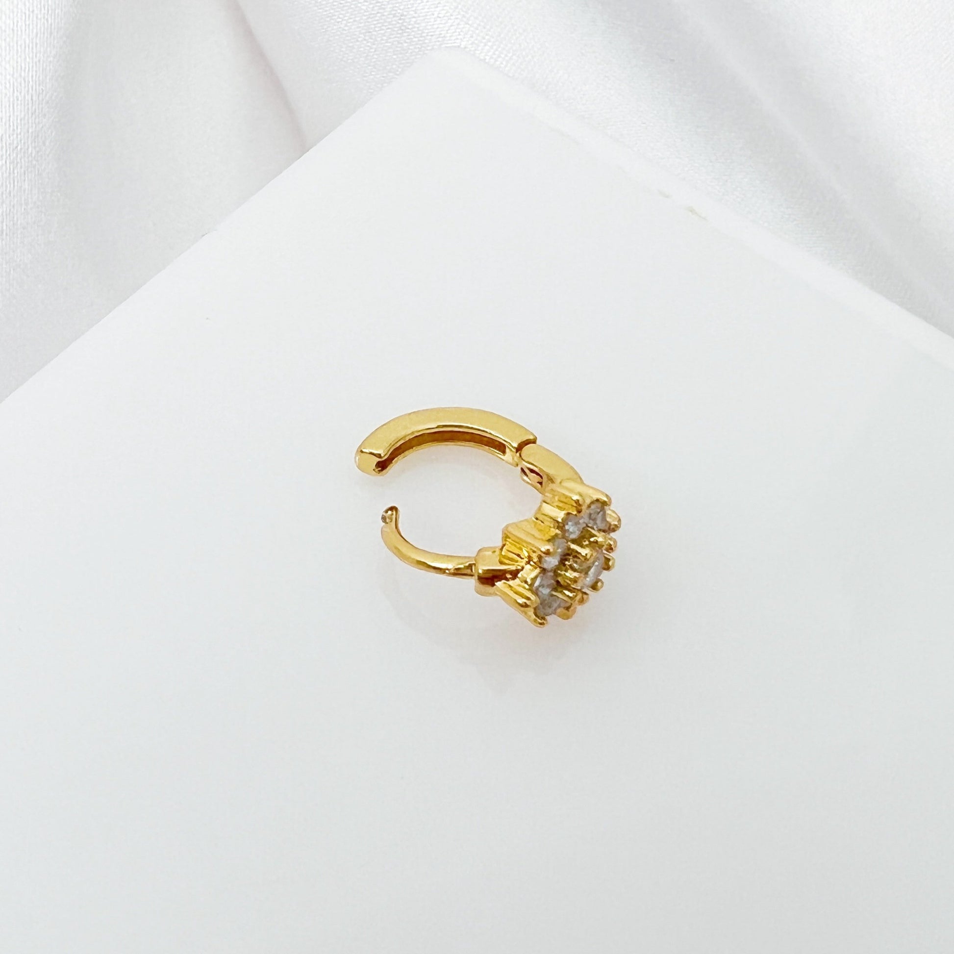 Tiny Daisy Crystal Huggie Earring - Gold - Blush & Co.