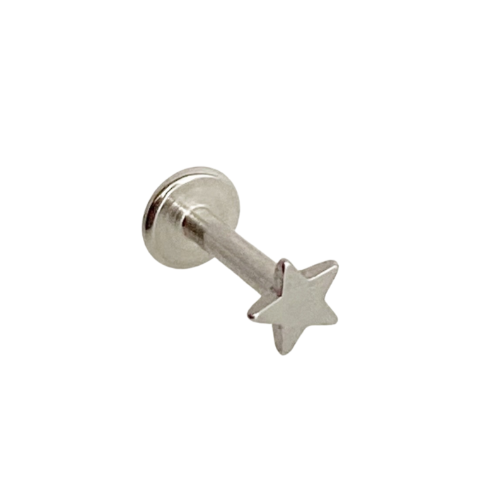 Tiny Star Flat Back Stud Earring Silver