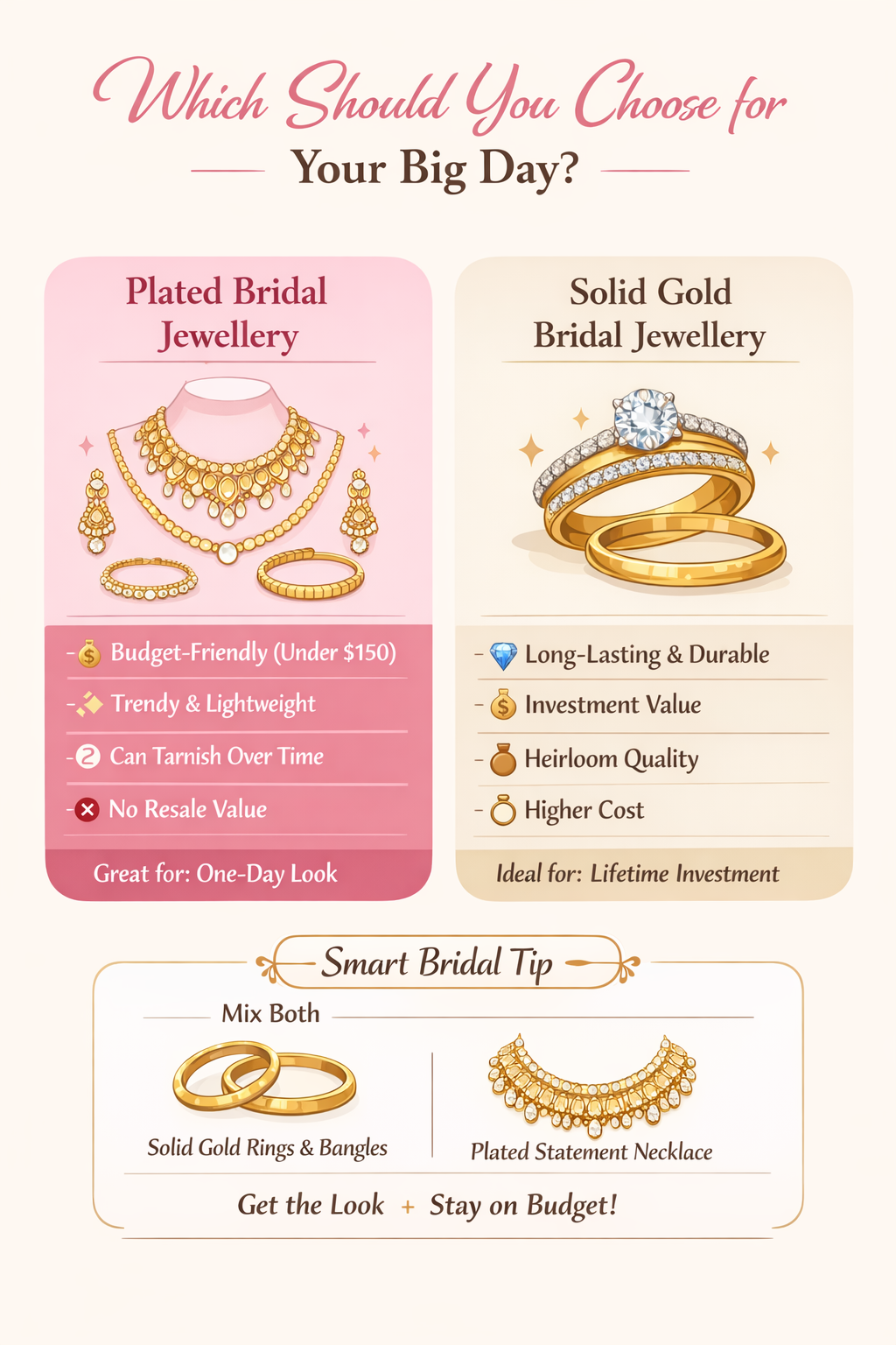 Plated Bridal Jewellery vs Solid Gold: Which One Should You Choose?
