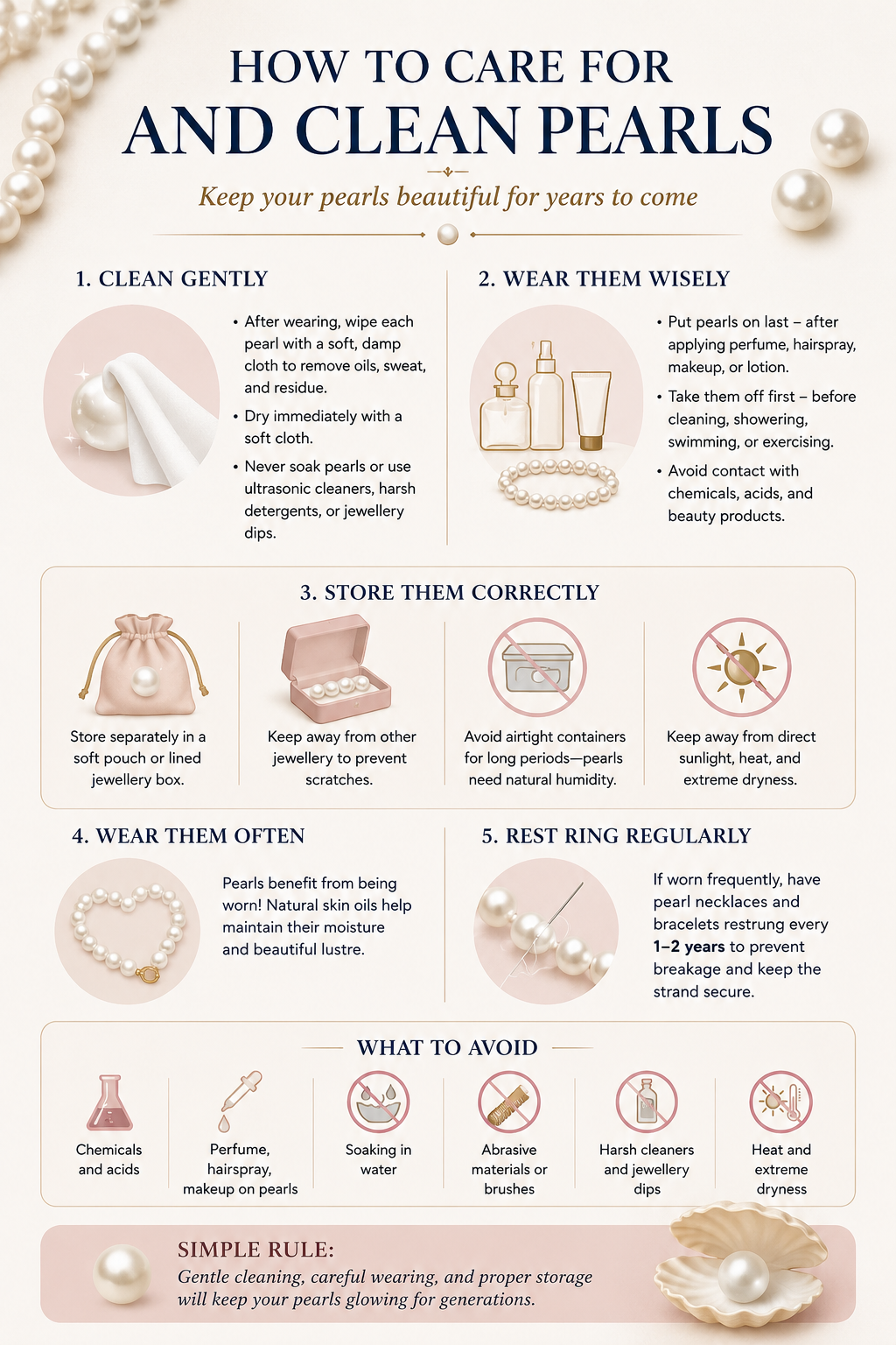 HOW TO CARE FOR AND CLEAN PEARLS