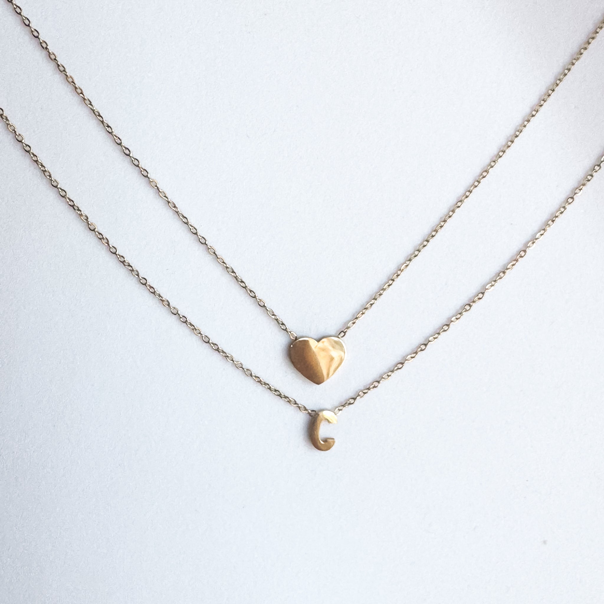 Venus Gold Heart Initial Necklace