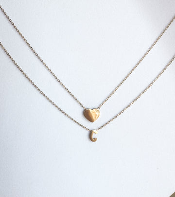 Venus Gold Heart Initial Necklace