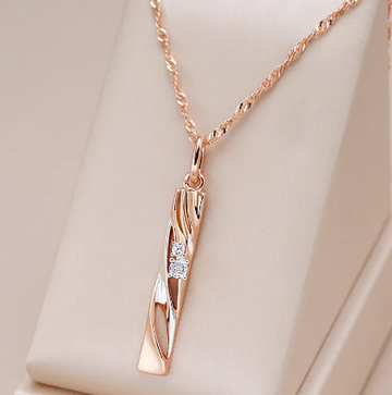Louise Rectangular Flower Pendant Rose Gold Necklace