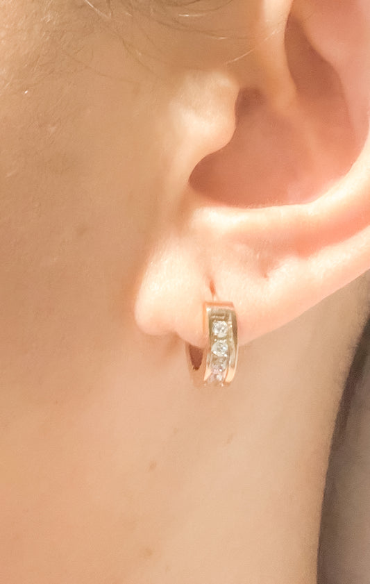 Berkley Sparkly CZ Rose Gold Hoop Earrings