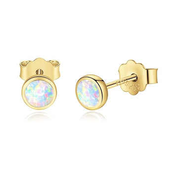 Tiny Opal Stud Earrings - Gold
