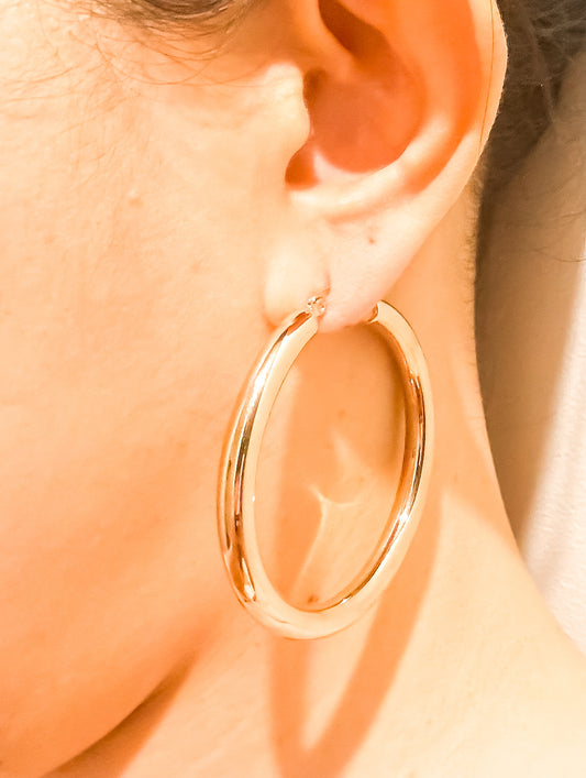 Francine Thick Hollow Rose Gold Hoop Earrings