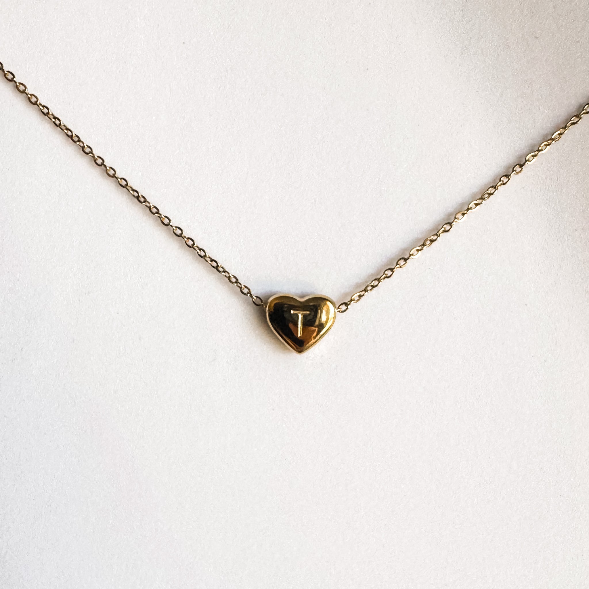 Lovey Gold Heart Initial Necklace