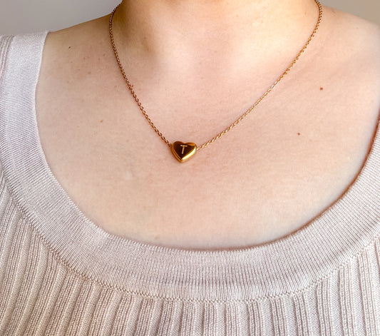 Lovey Gold Heart Initial Necklace