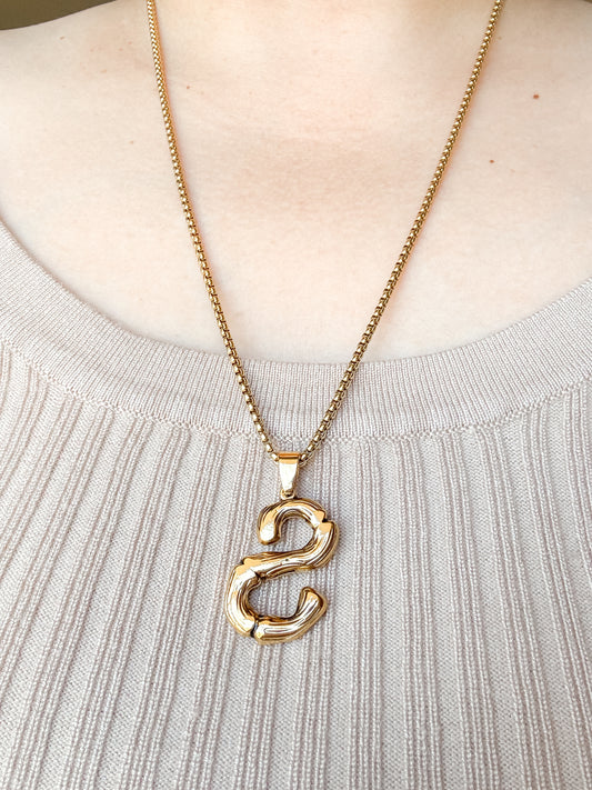 Piper Gold Initial Bamboo Long Necklace