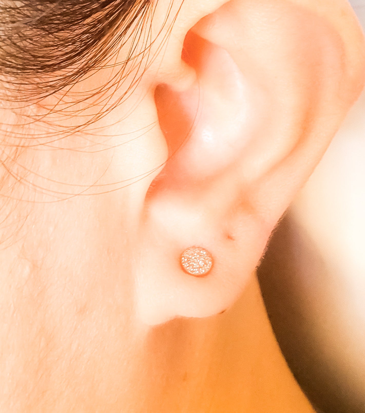 Halle Tiny Round Brushed Zirconia Rose Gold Stud Earrings