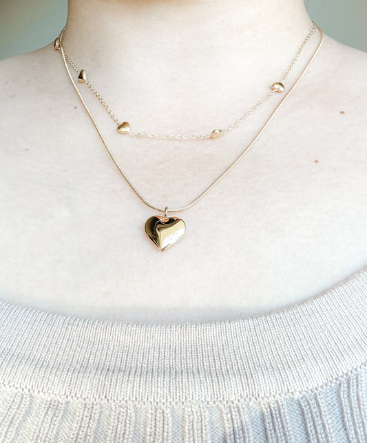 Selah Love Hearts Layered Gold Necklace