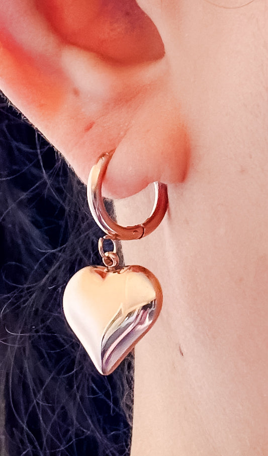Valentine Romantic Rose Gold Heart Hoop Earrings