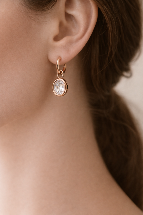 Abigail Hoop Earrings – Dangling Gemstone Jewellery | Blush & Co - Blush & Co. Rose Gold Jewellery Australia
