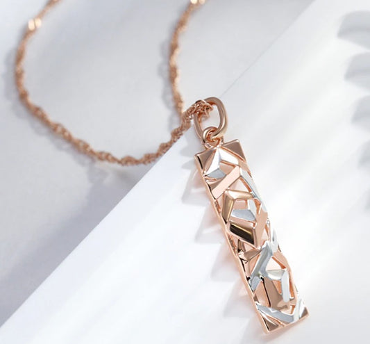 Adelaine Textured Bar Pendant Rose Gold and Silver Necklace