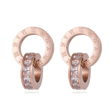 Alana Rose Gold Roman Numeral Waterproof Earrings