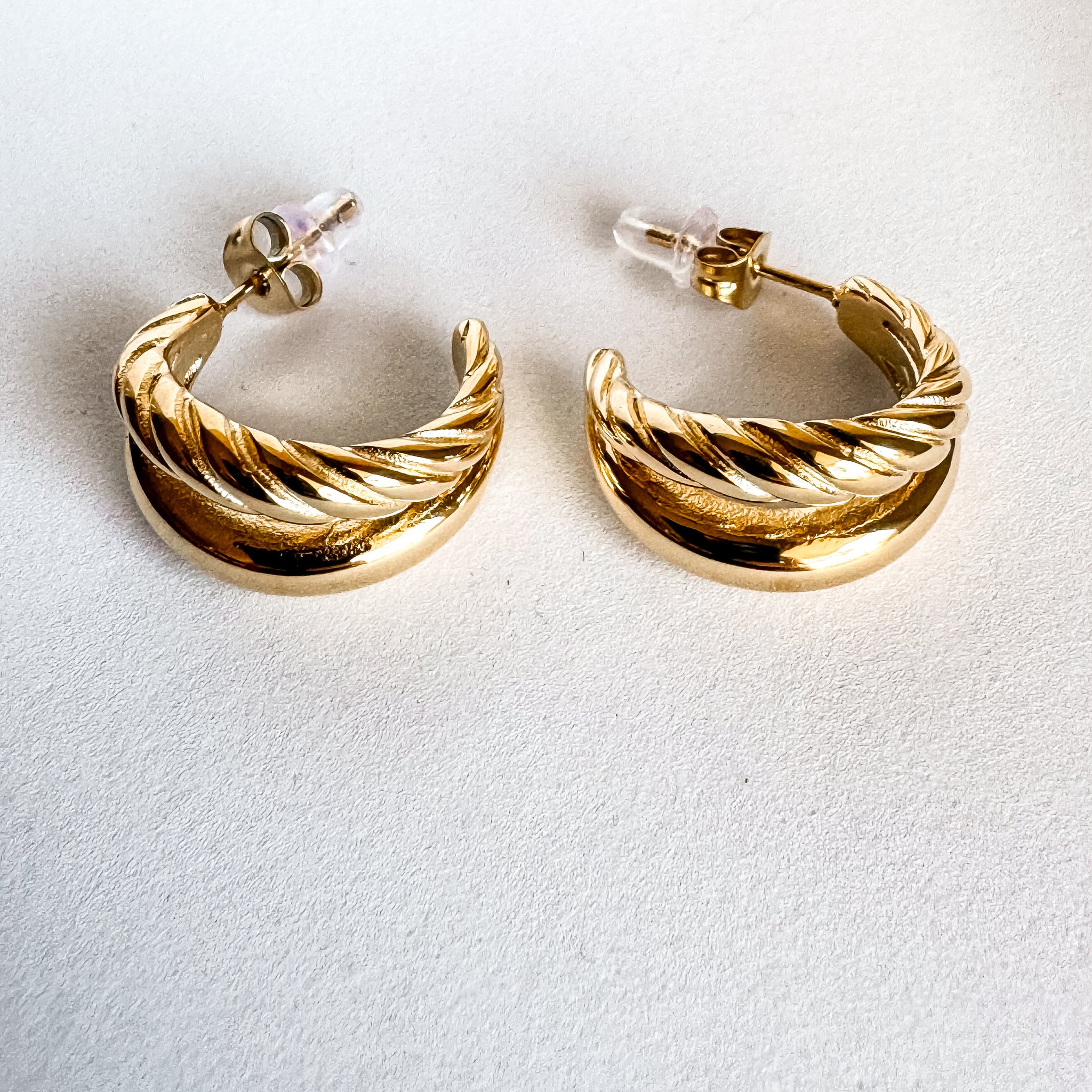 Collette Irregular Double Twist C-shaped Gold Earrings