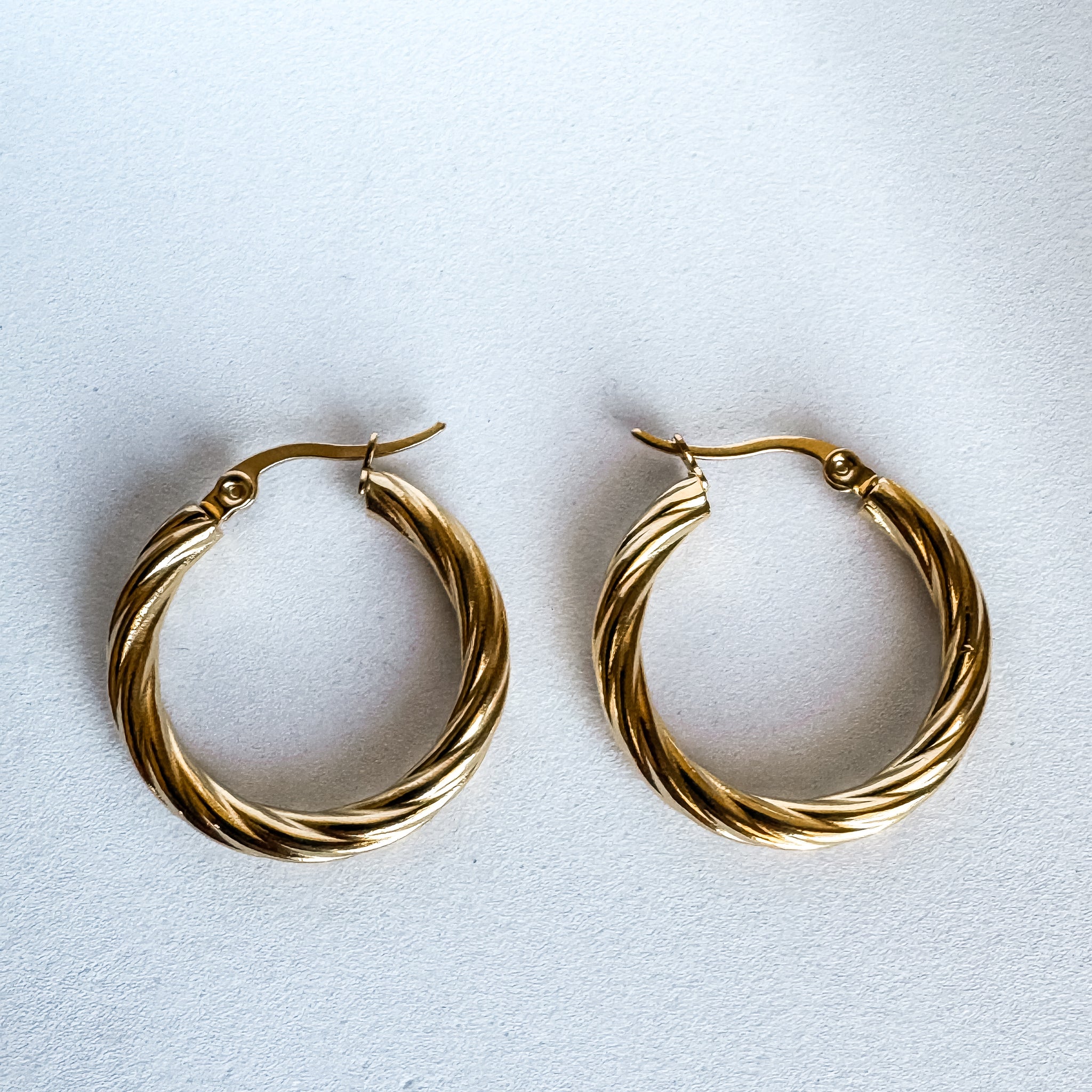 Rowan Cable Thread Gold Hoops Earrings