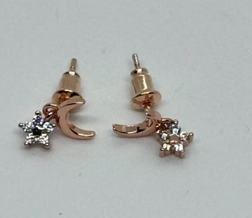 Ethel Star and Moon Rose Gold Earrings