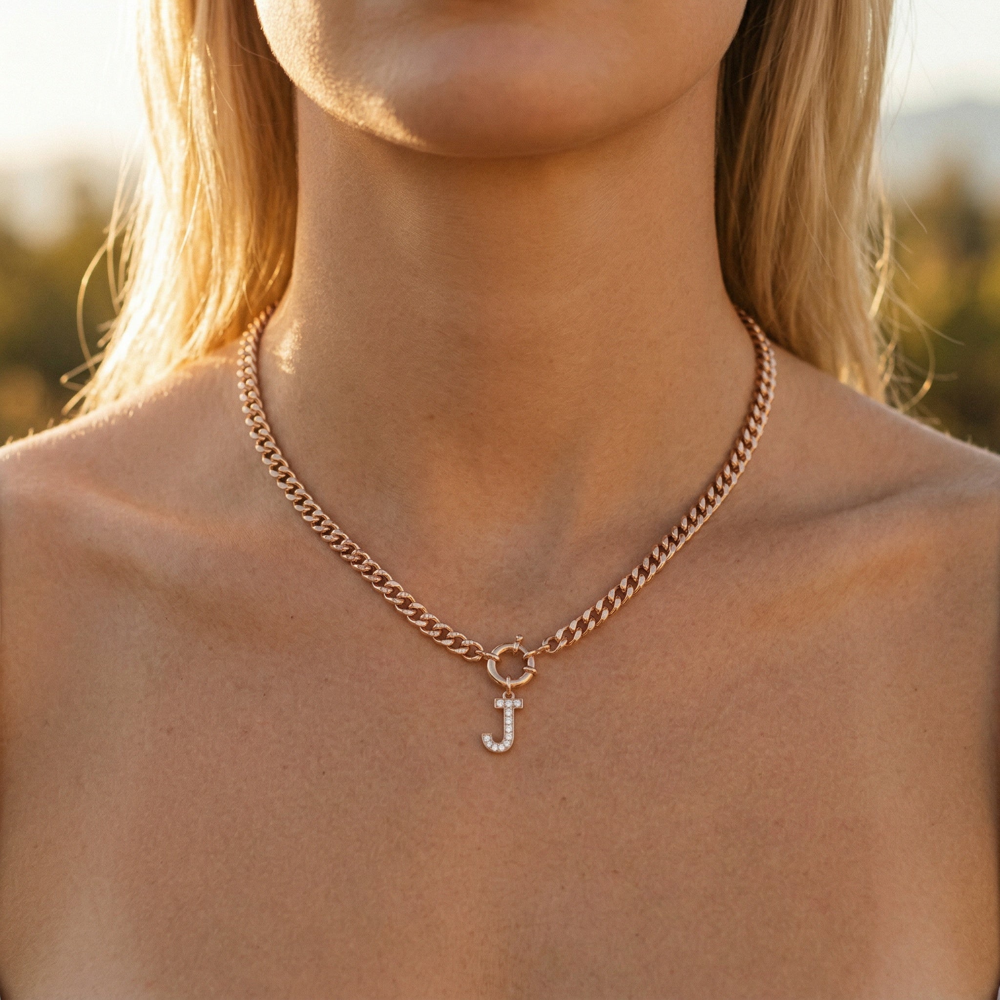 Charmed Interchangeable Pendant Necklace with Cuban Chain | Blush&Co - Blush & Co. Rose Gold Jewellery Australia