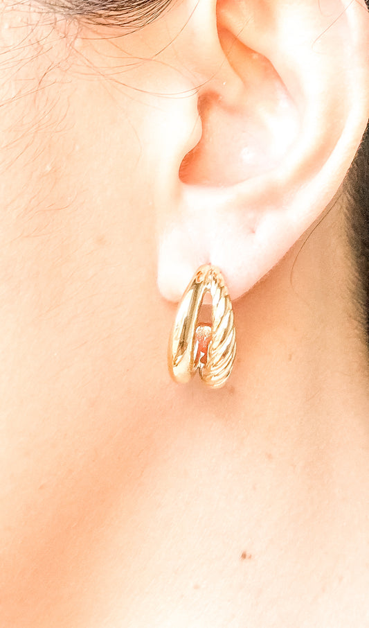 Collette Irregular Double Twist C-shaped Gold Earrings
