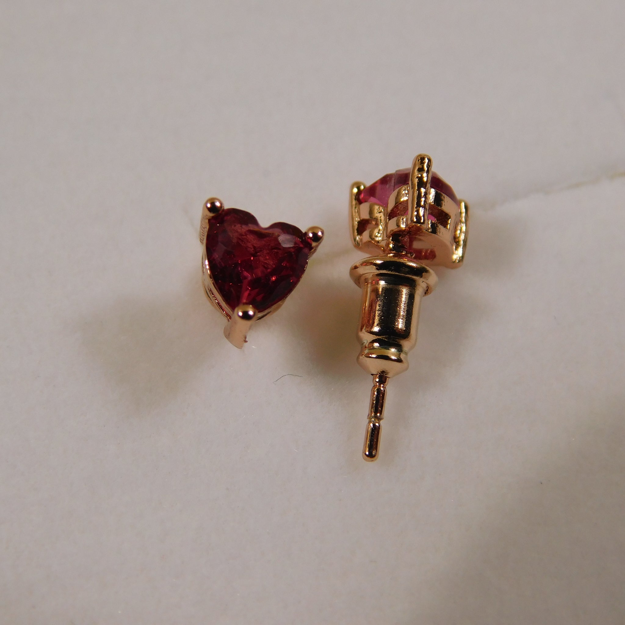 Natalie Rose Gold Earrings with Red Heart Gemstone