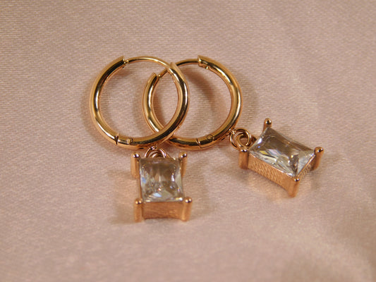 Cynthia Dangling Hoop Rose Gold Stainless Steel Earrings