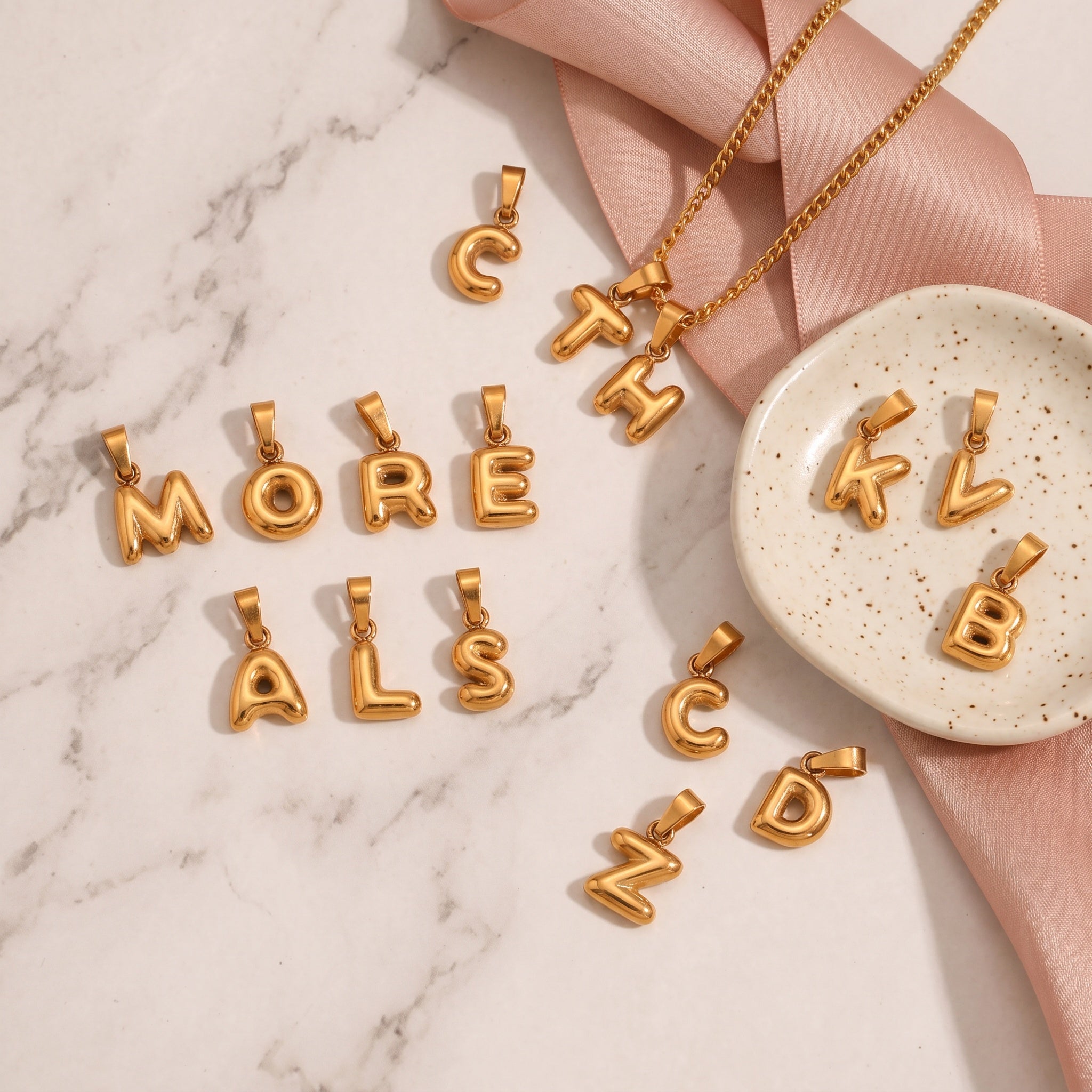 Bubble letter Initial Pendants 