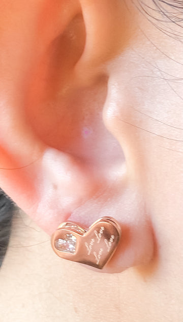 Amor Heart Rose Gold Stud Earrings