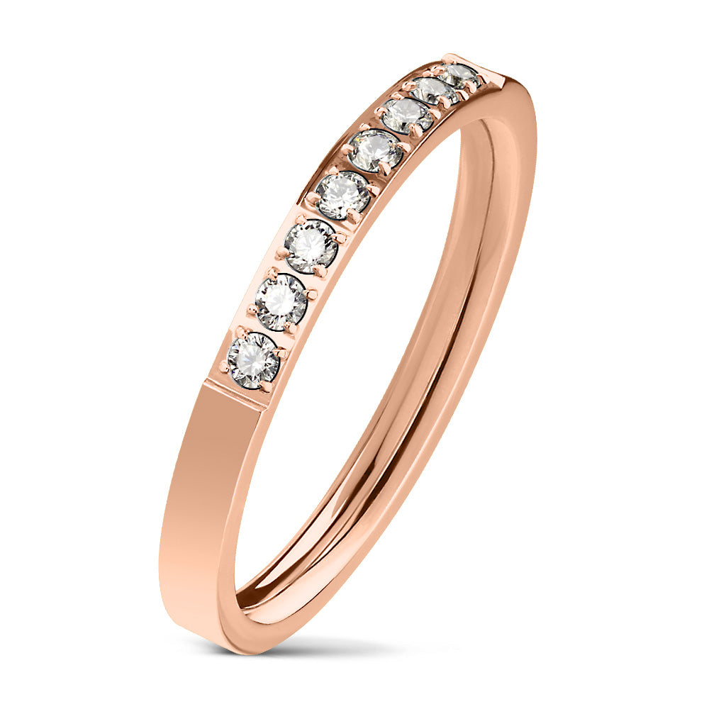 Vienna CZ CNC Machine Set Single Lined Rose Gold Ring