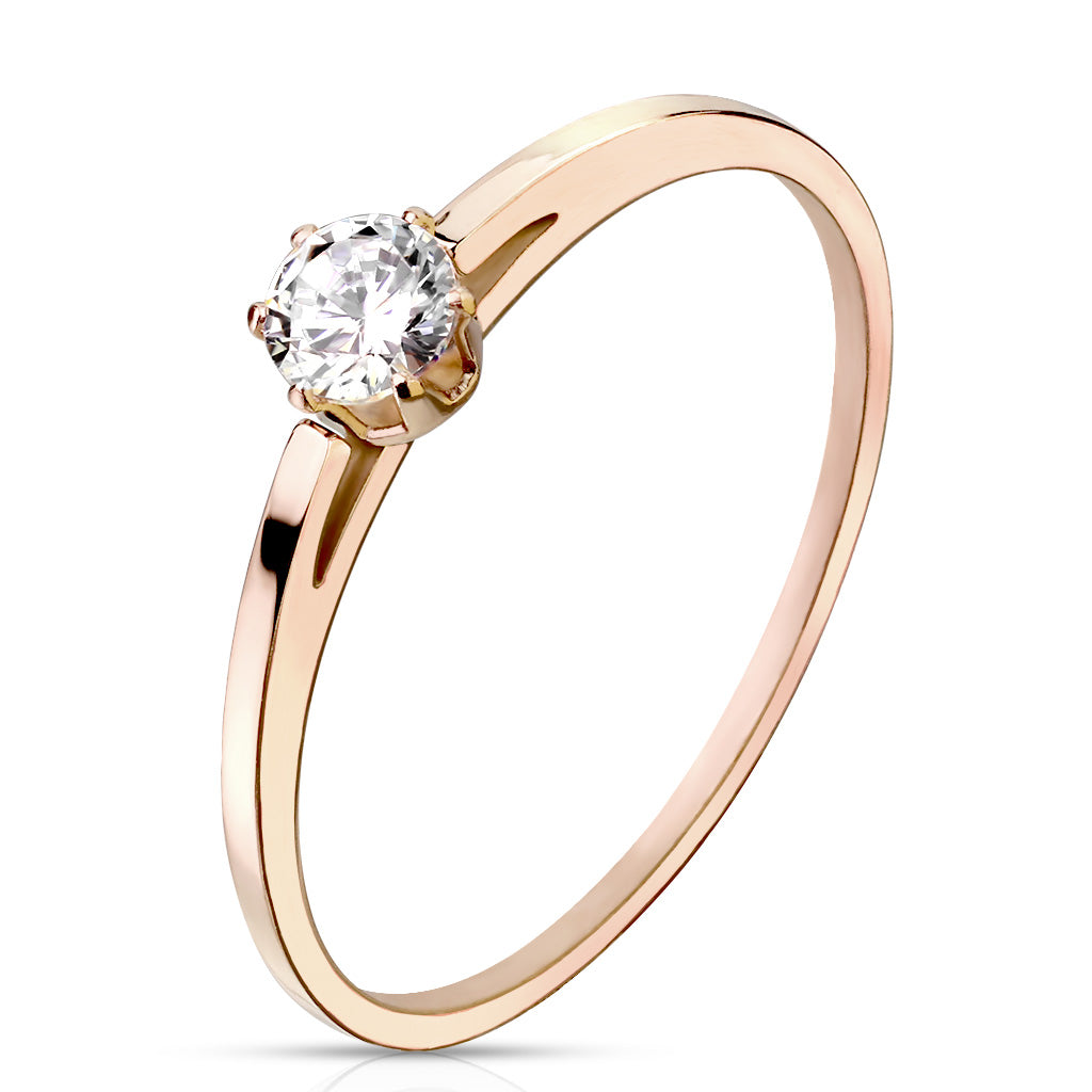 Karina Rose Gold CZ Ring with Prong