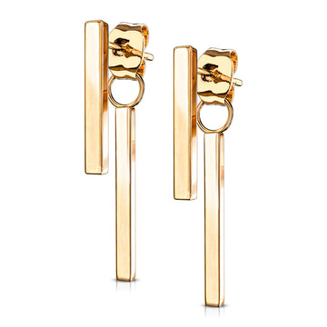Zelda Long Bar Rose Gold Stud Earrings with Dangling Bar