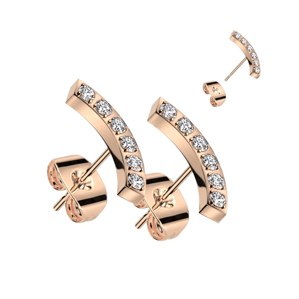 Romina CZ Curve Rose Gold Stud Earrings