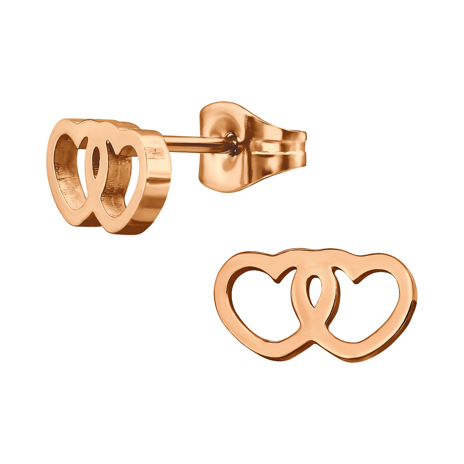 Marleigh Rose Gold Surgical Steel Hearts Ear Studs