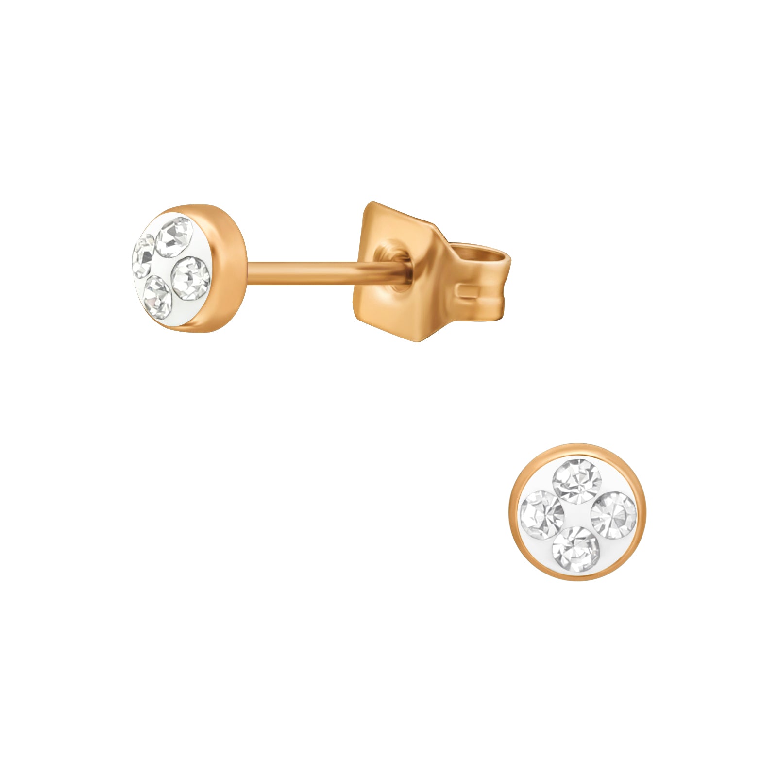 Ila Rose Gold Surgical Steel Round Ear Studs with Crystal
