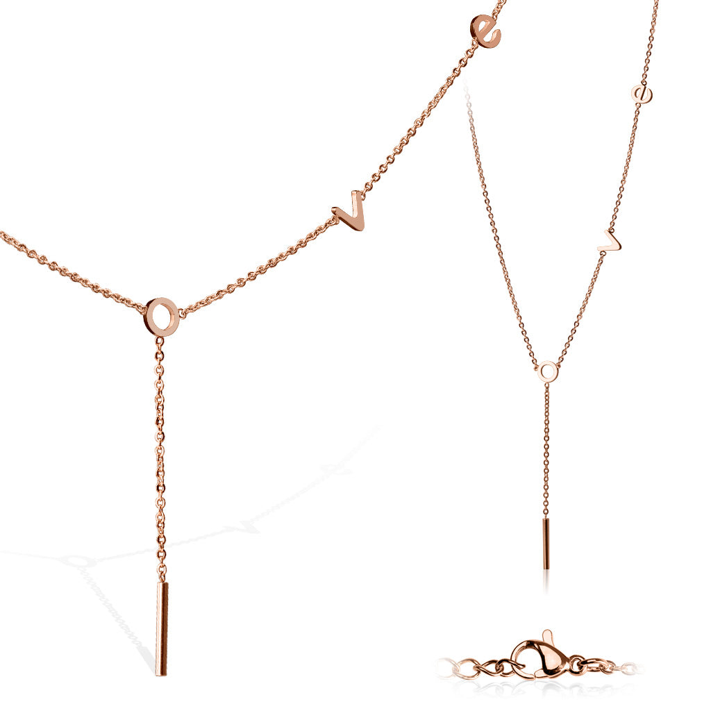 Amaia Love Spelled Out Rose Gold Necklace