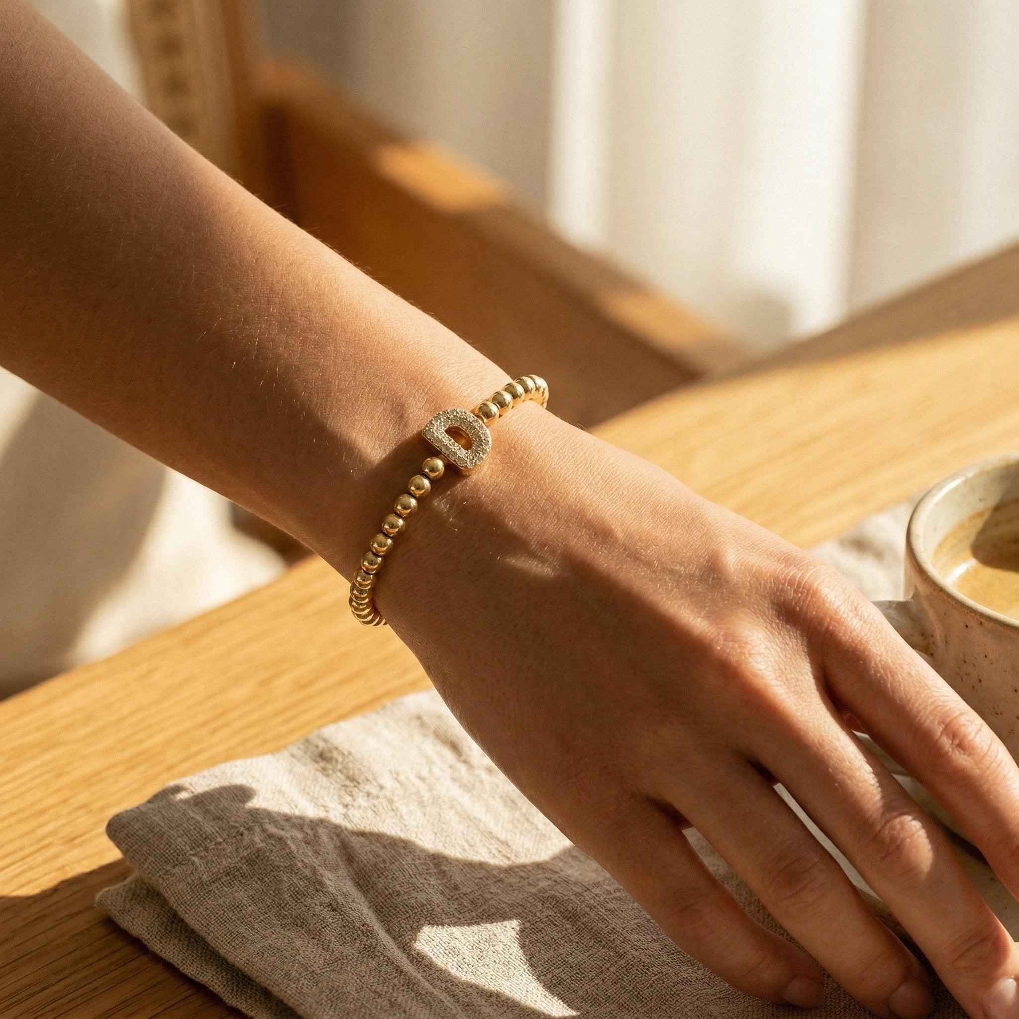 18ct Yellow gold Plated Initial Bracelet