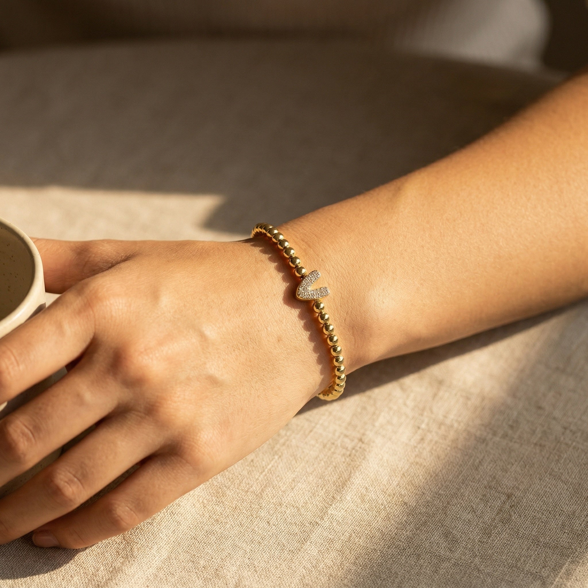 18ct Yellow gold Plated Initial Bracelet