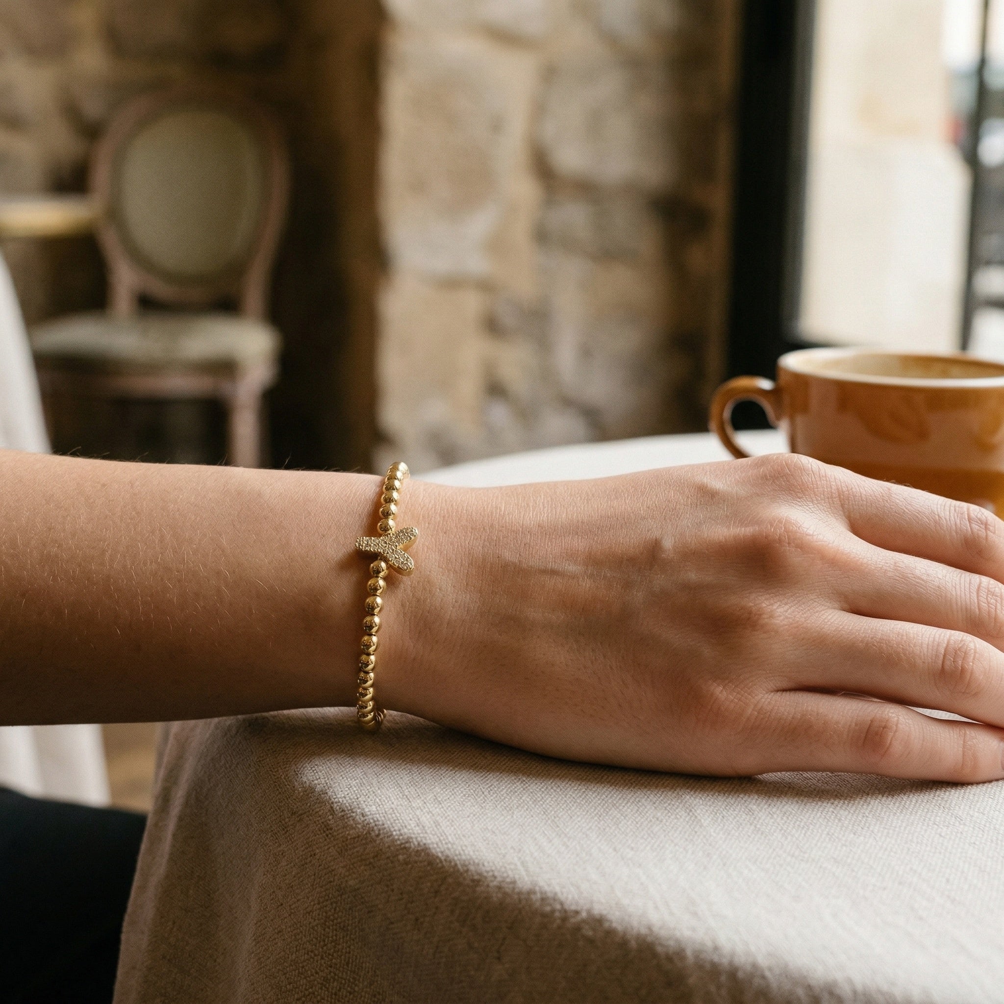 18ct Yellow gold Plated Initial Bracelet